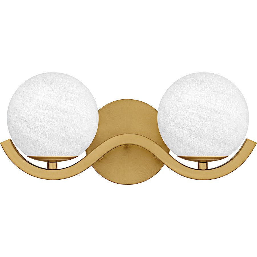 Spherical 2Light Bath Light, Aged Brass/Cloud Glass