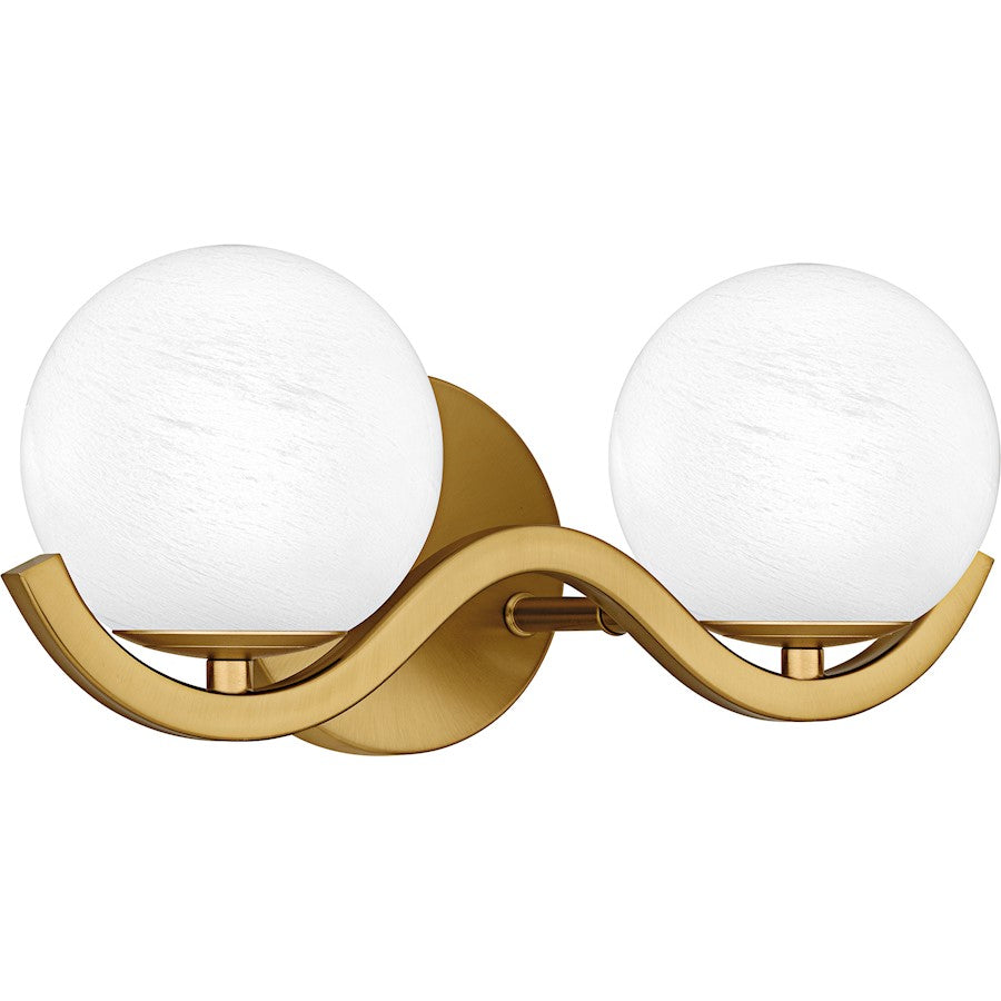 Spherical 2Light Bath Light, Aged Brass/Cloud Glass