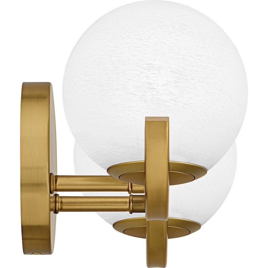 Spherical 2Light Bath Light, Aged Brass/Cloud Glass