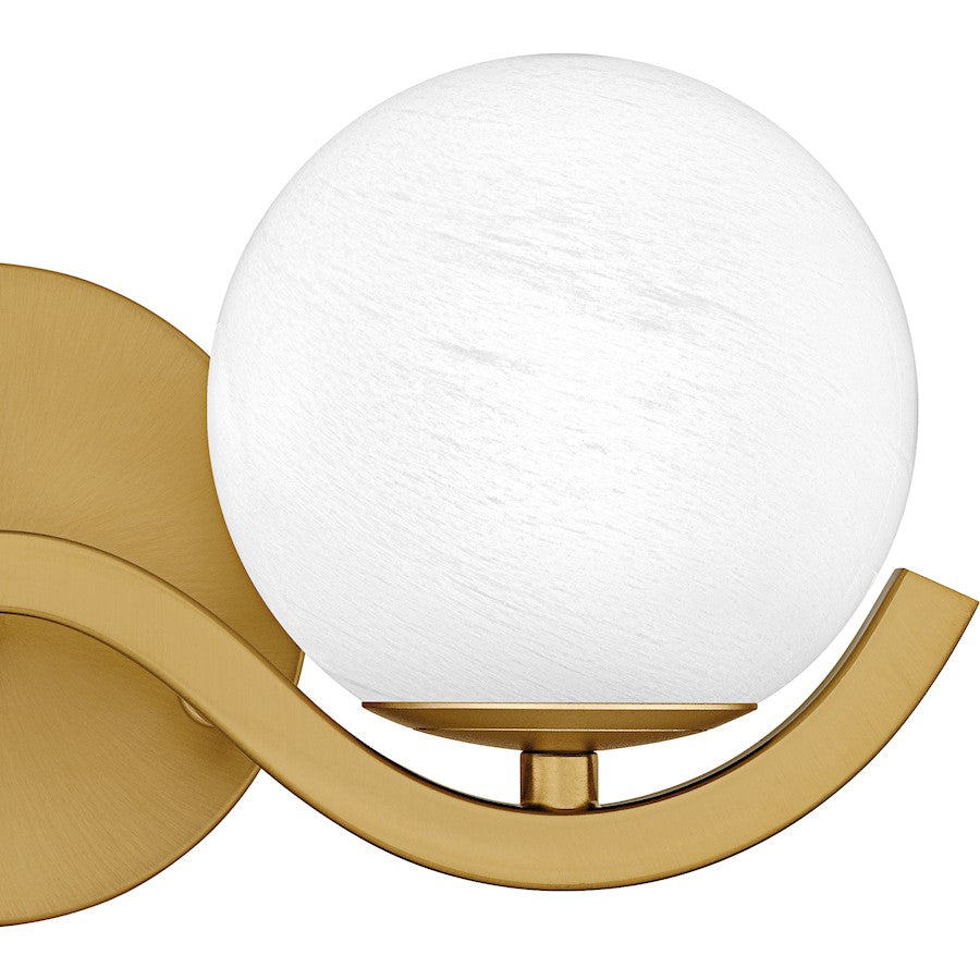 Spherical 2Light Bath Light, Aged Brass/Cloud Glass