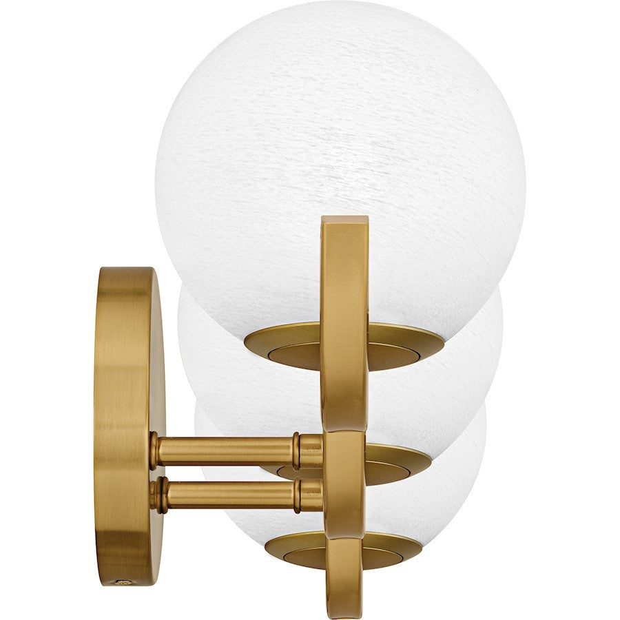 Spherical 3Light Bath Light, Aged Brass/Cloud Glass