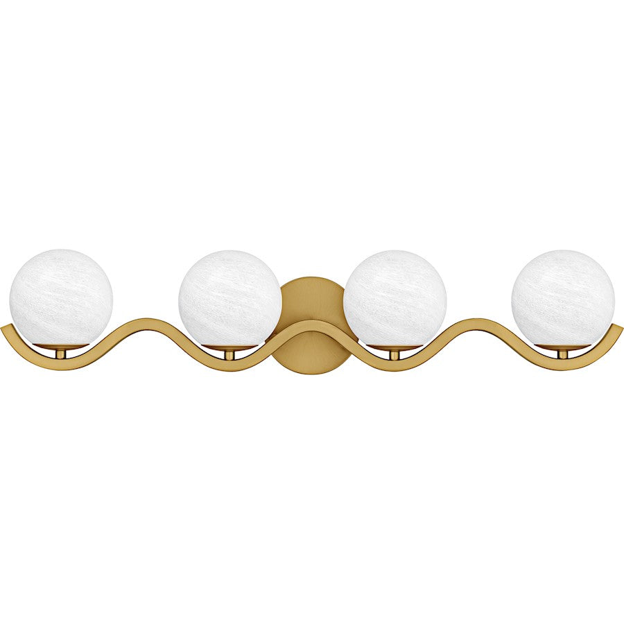 Spherical 4Light Bath Light, Aged Brass/Cloud Glass