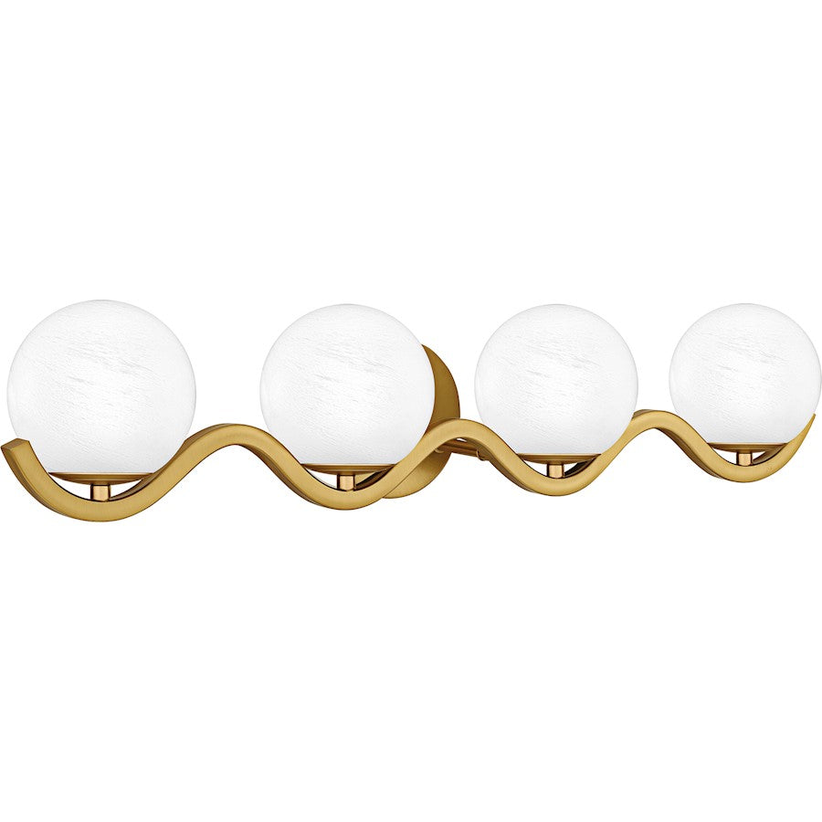 Spherical 4Light Bath Light, Aged Brass/Cloud Glass
