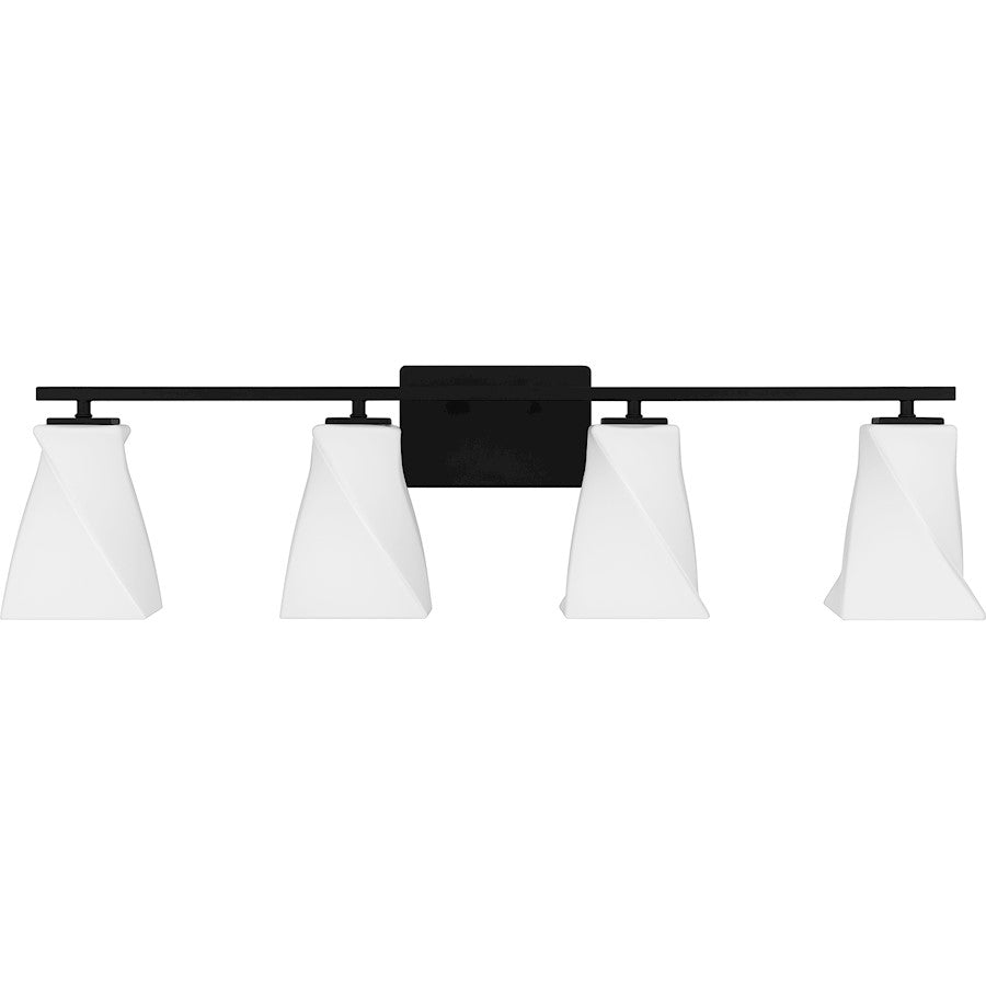 Stetson 4 Light Bath Light, Matte Black/Opal Etched Glass
