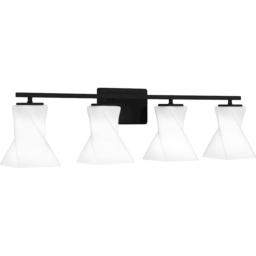 Stetson 4 Light Bath Light, Matte Black/Opal Etched Glass