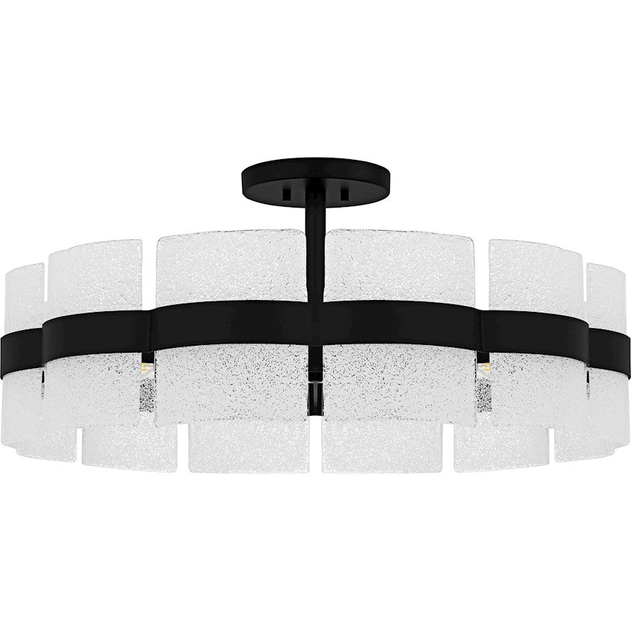 Sweeney 6Lt Semi-Flush Mount, Black/Clear/White Sand Inside