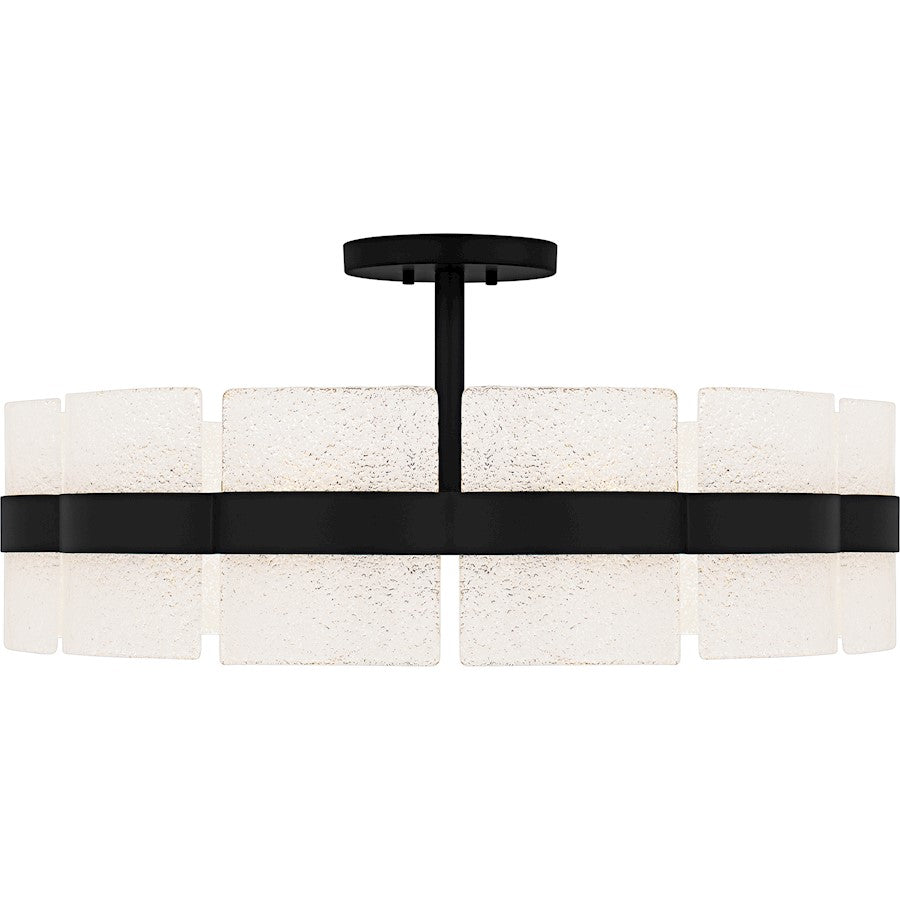 Sweeney 6Lt Semi-Flush Mount, Black/Clear/White Sand Inside
