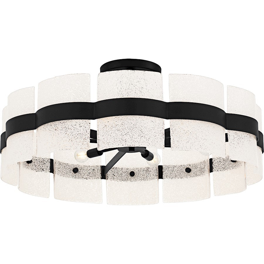Sweeney 6Lt Semi-Flush Mount, Black/Clear/White Sand Inside