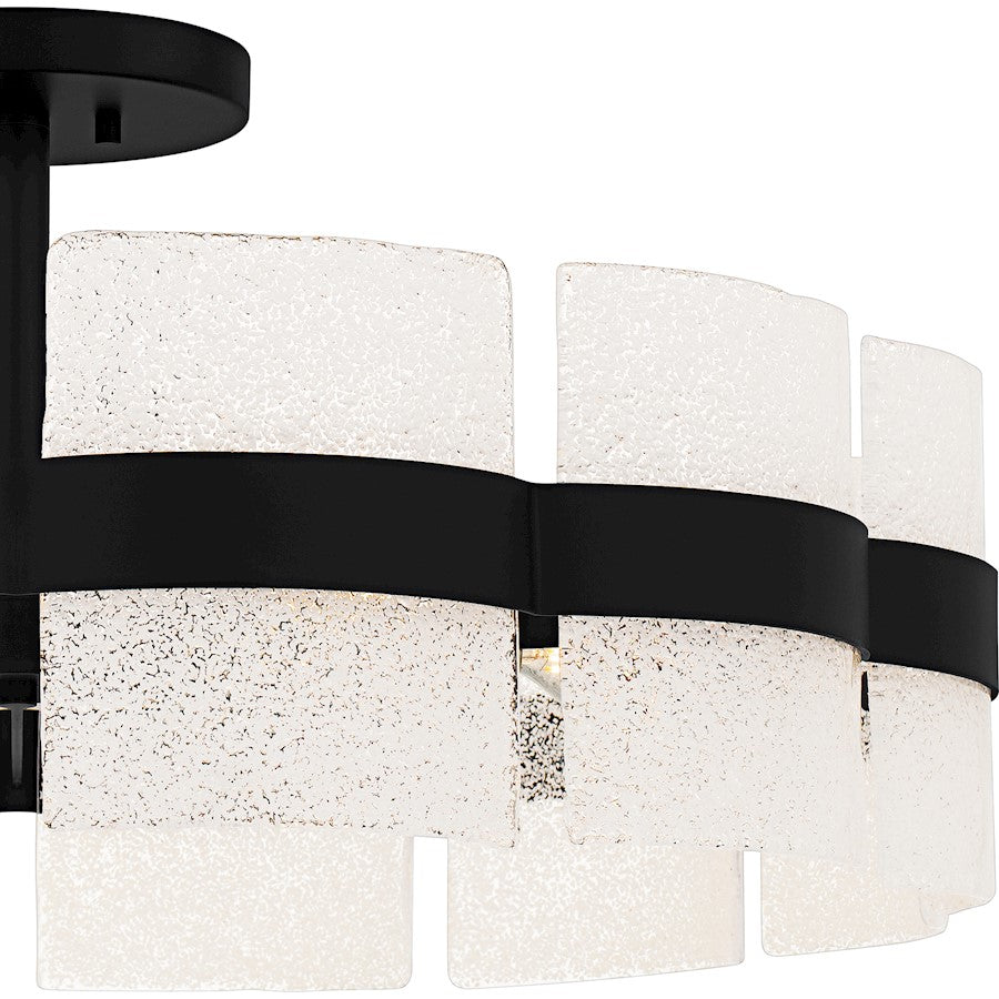 Sweeney 6Lt Semi-Flush Mount, Black/Clear/White Sand Inside