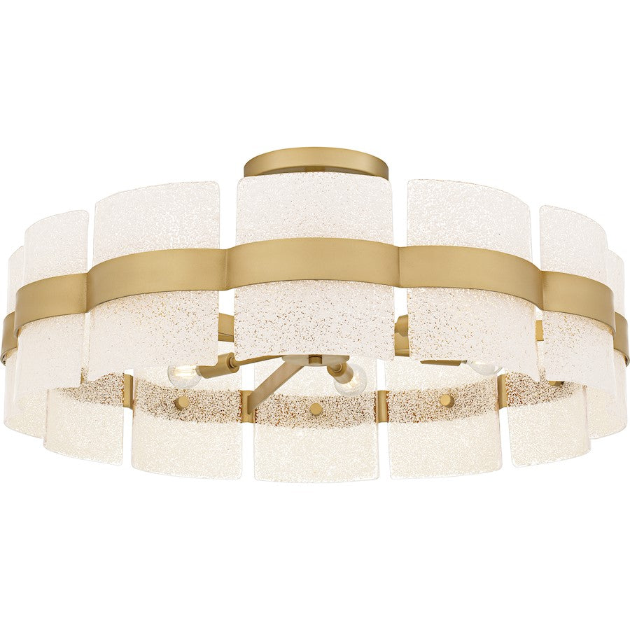 Sweeney 6Lt Semi-Flush Mount, Gold/Clear/White Sand Inside