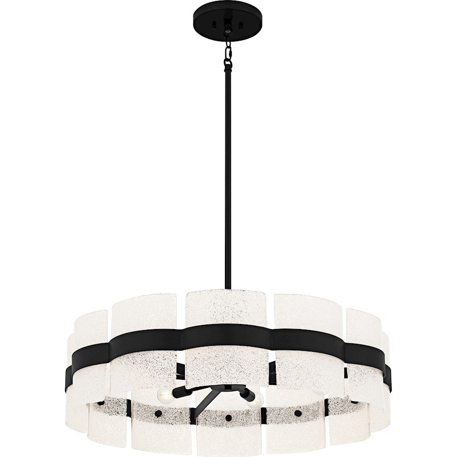 Sweeney 6Lt Pendant, Black/Clear /White Sand Inside