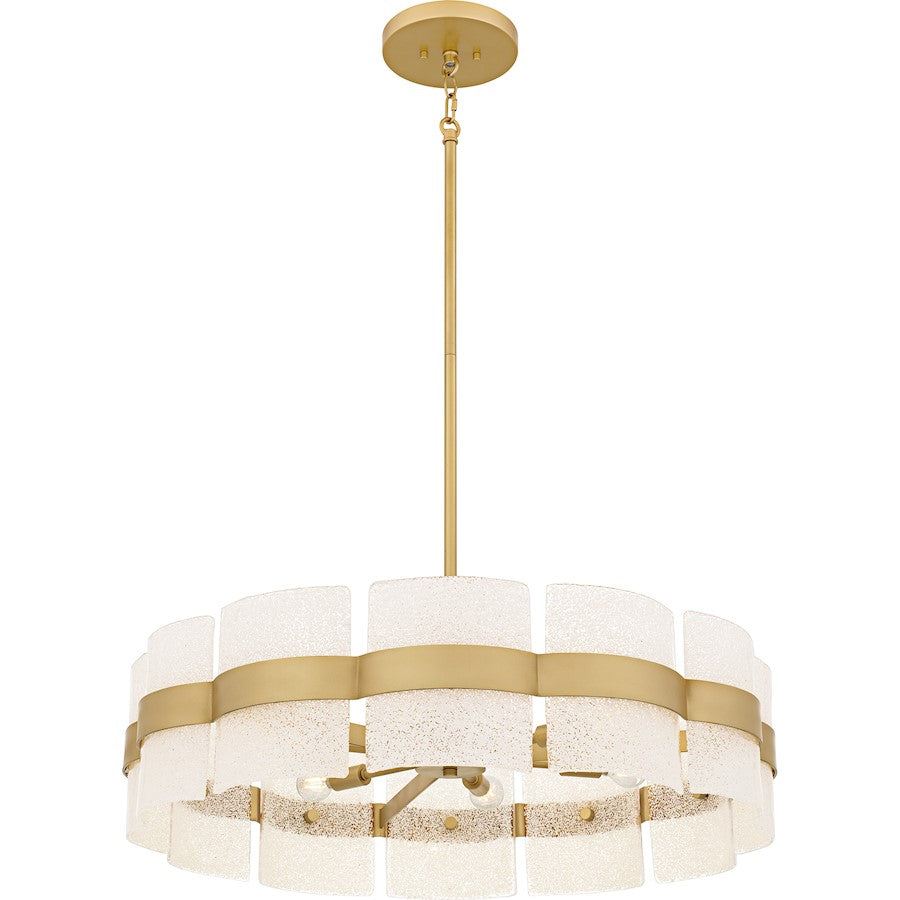 Sweeney 6Lt Pendant, Soft Gold/Clear /White Sand Inside
