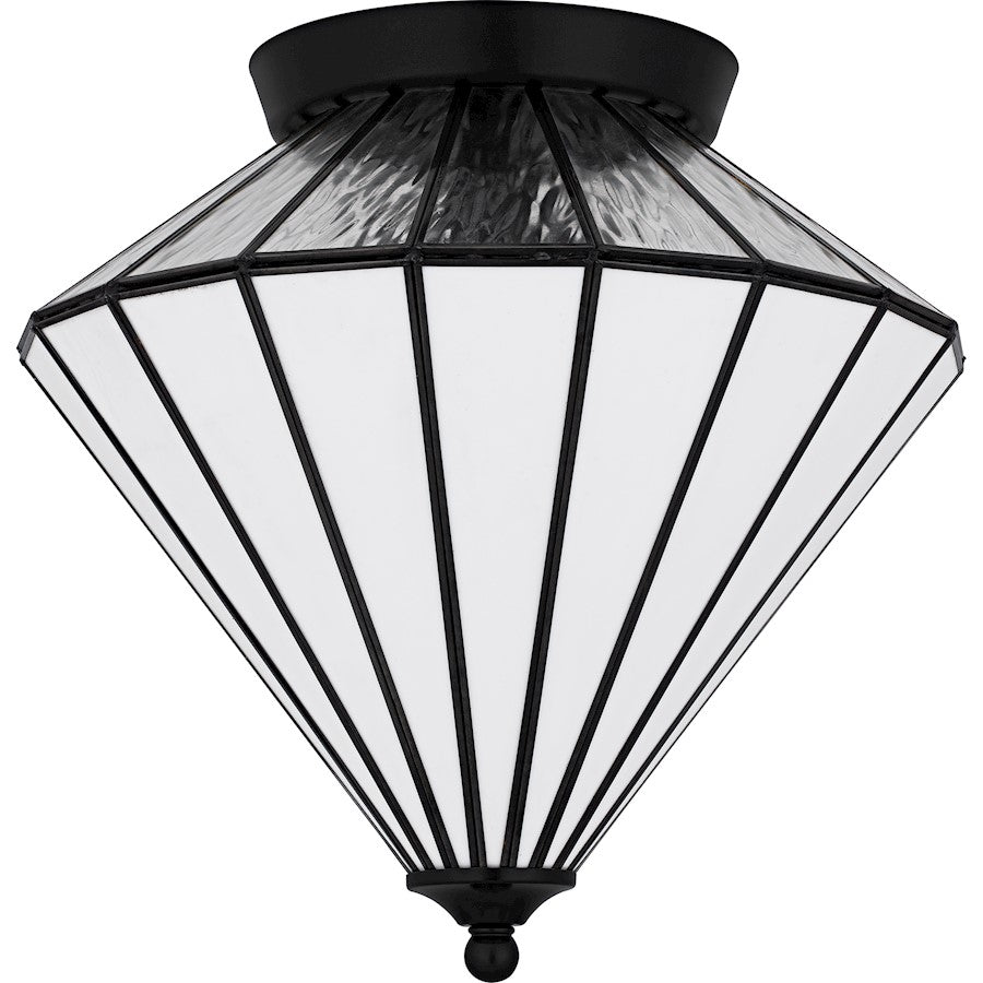 Liam 3Light Flush Mount, Matte Black/Multicolor Art Glass
