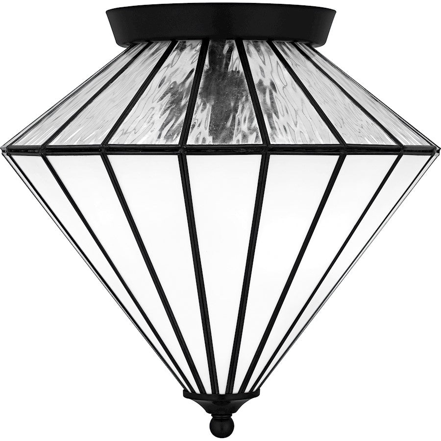 Liam 3Light Flush Mount, Matte Black/Multicolor Art Glass