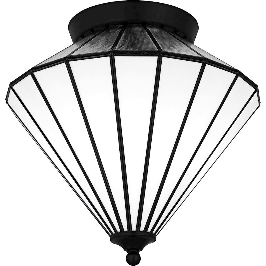 Liam 3Light Flush Mount, Matte Black/Multicolor Art Glass