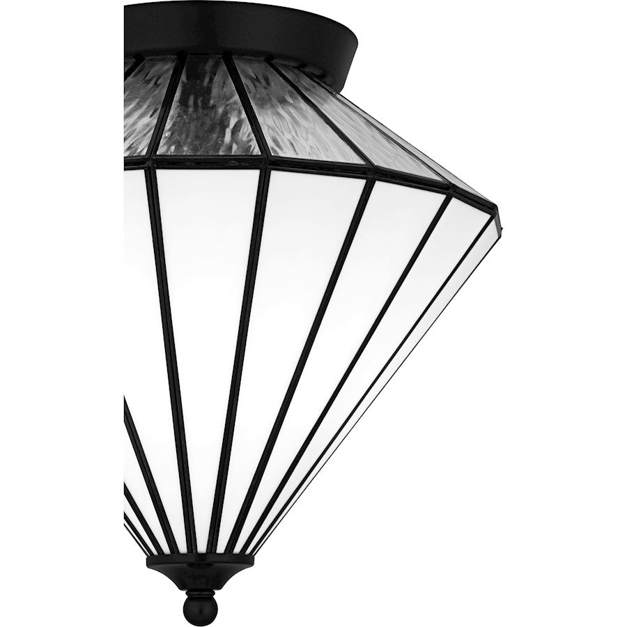 Liam 3Light Flush Mount, Matte Black/Multicolor Art Glass