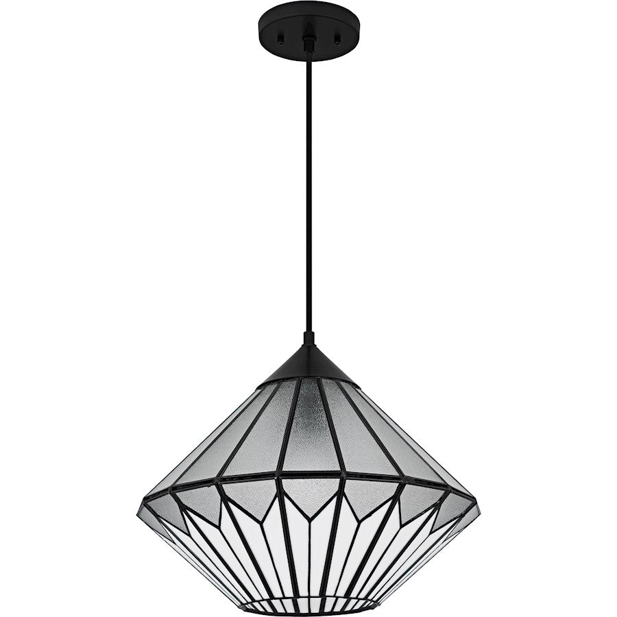 Olivier 1Light Pendant, Matte Black/Multicolor Art Glass