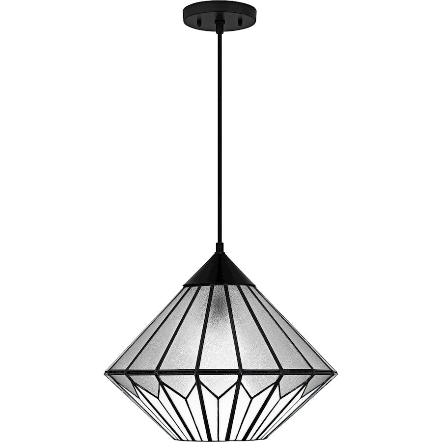 Olivier 1Light Pendant, Matte Black/Multicolor Art Glass