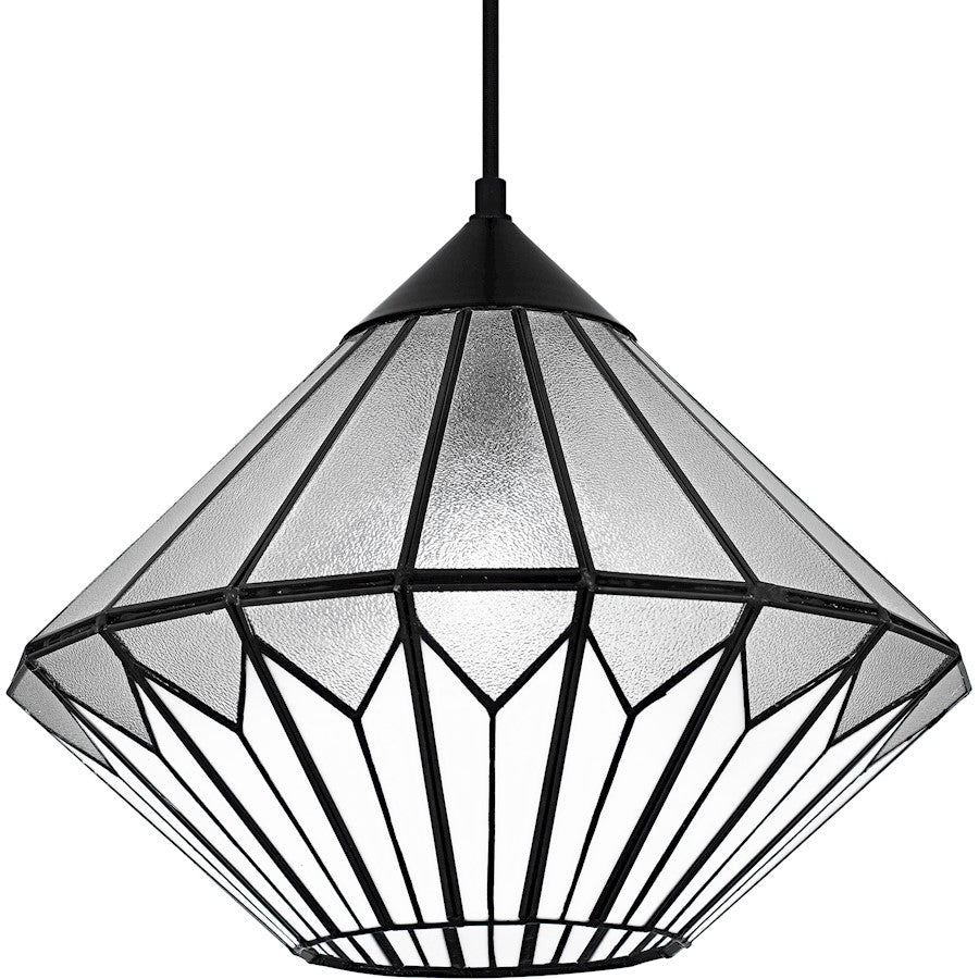 Olivier 1Light Pendant, Matte Black/Multicolor Art Glass