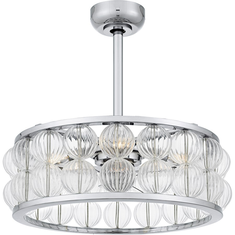 Quoizel Terrarock 4Lt Fandelier, Polished Chrome/Clear Ribbed - TRK3123C