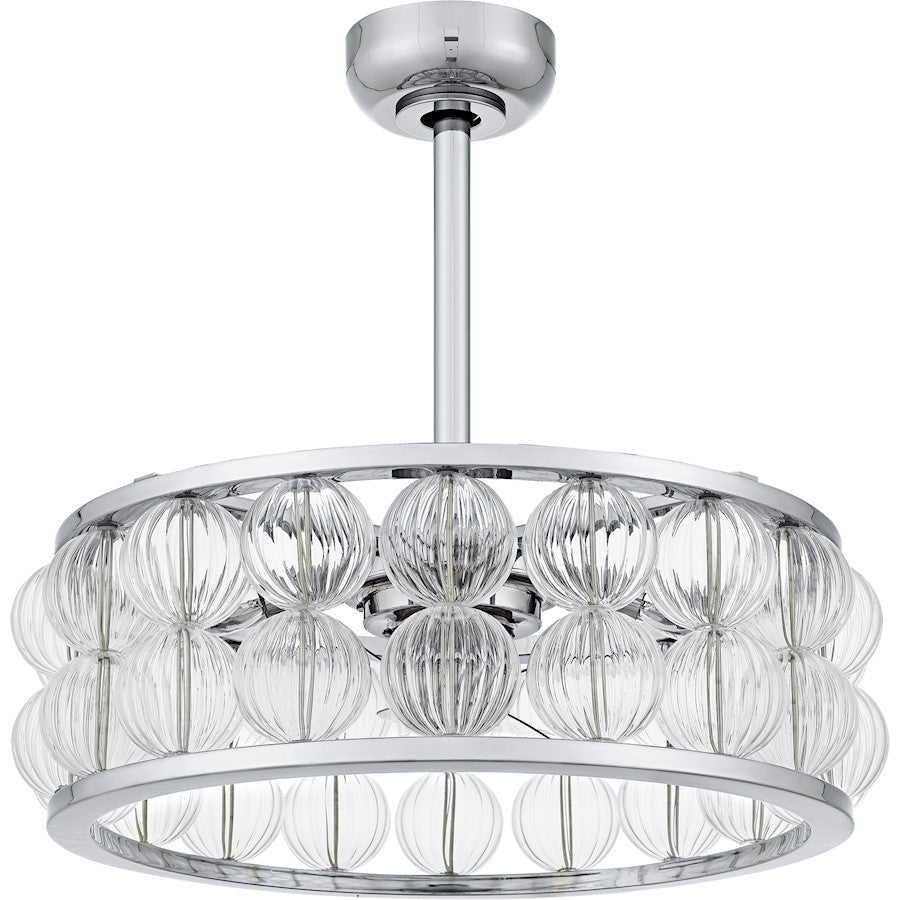 Terrarock 4Lt Fandelier, Polished Chrome/Clear Ribbed