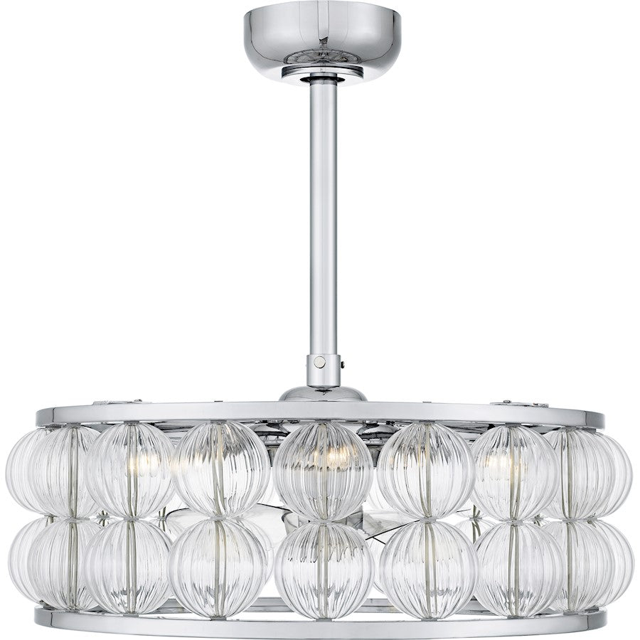 Terrarock 4Lt Fandelier, Polished Chrome/Clear Ribbed