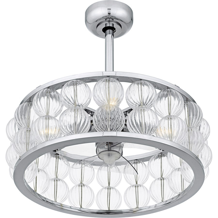 Terrarock 4Lt Fandelier, Polished Chrome/Clear Ribbed