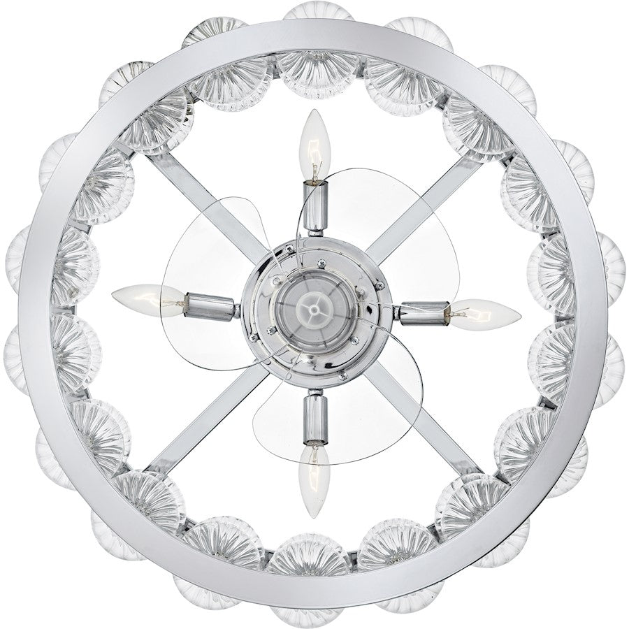 Terrarock 4Lt Fandelier, Polished Chrome/Clear Ribbed
