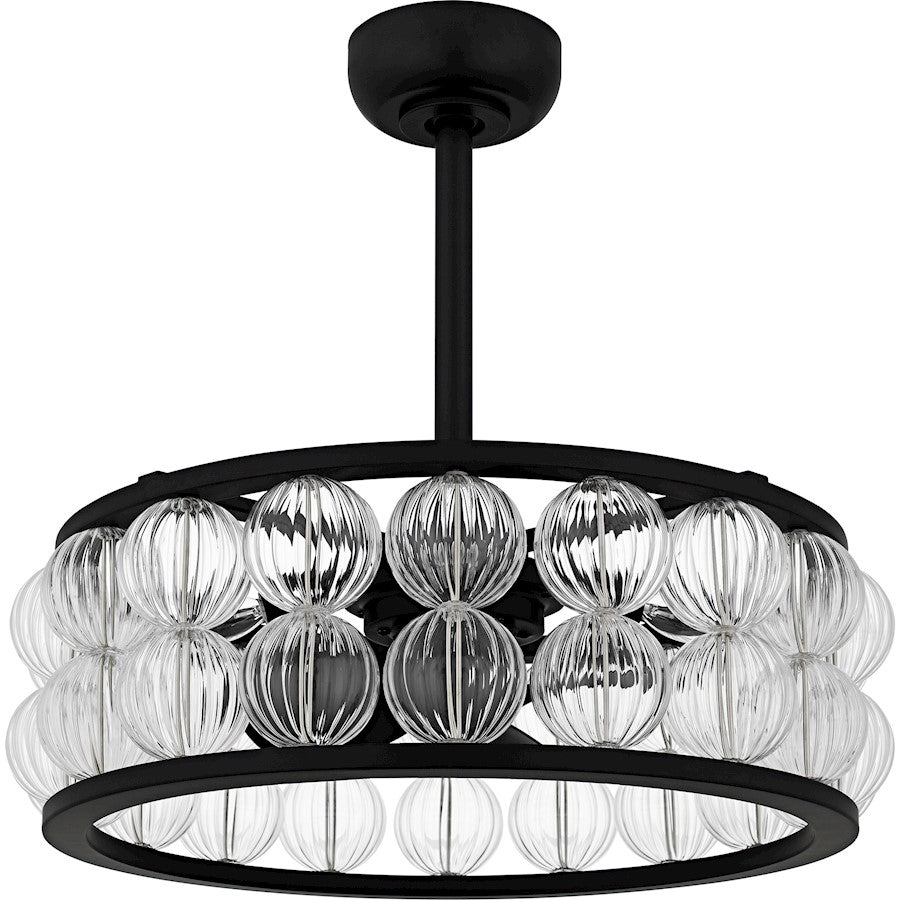 Terrarock 4Light Fandelier, Matte Black/Clear Ribbed Glass