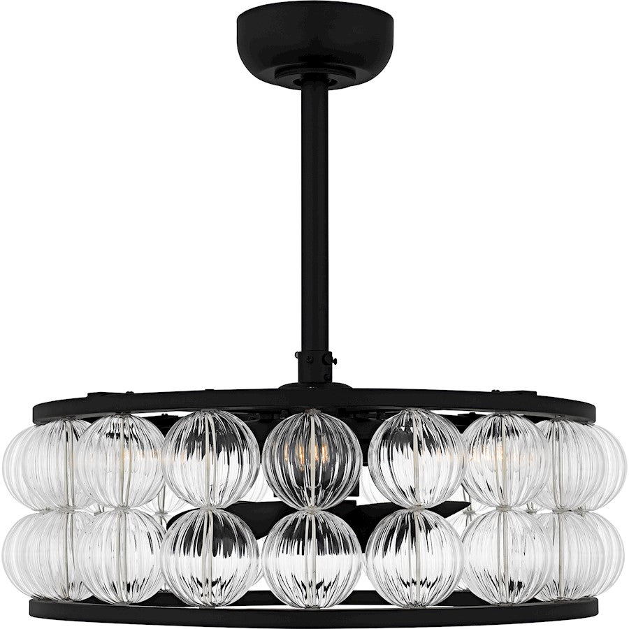 Terrarock 4Light Fandelier, Matte Black/Clear Ribbed Glass