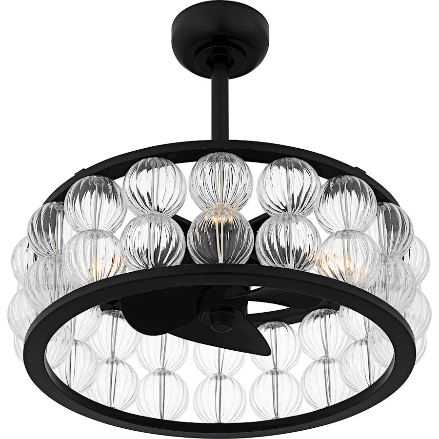 Terrarock 4Light Fandelier, Matte Black/Clear Ribbed Glass