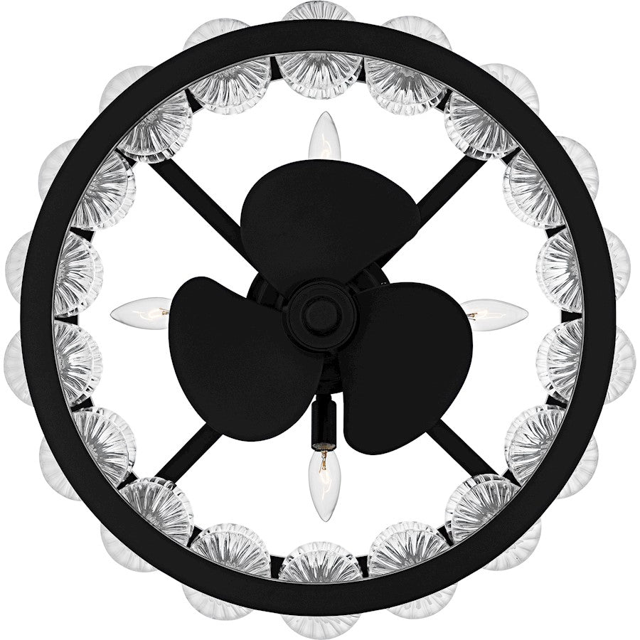Terrarock 4Light Fandelier, Matte Black/Clear Ribbed Glass