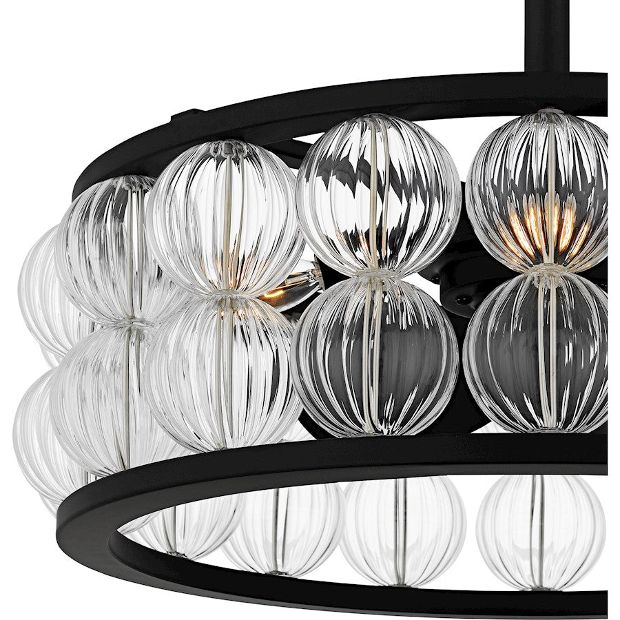 Terrarock 4Light Fandelier, Matte Black/Clear Ribbed Glass