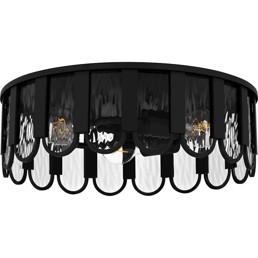 Vera 3 Light Flush Mount, Matte Black/Clear Glacier Glass