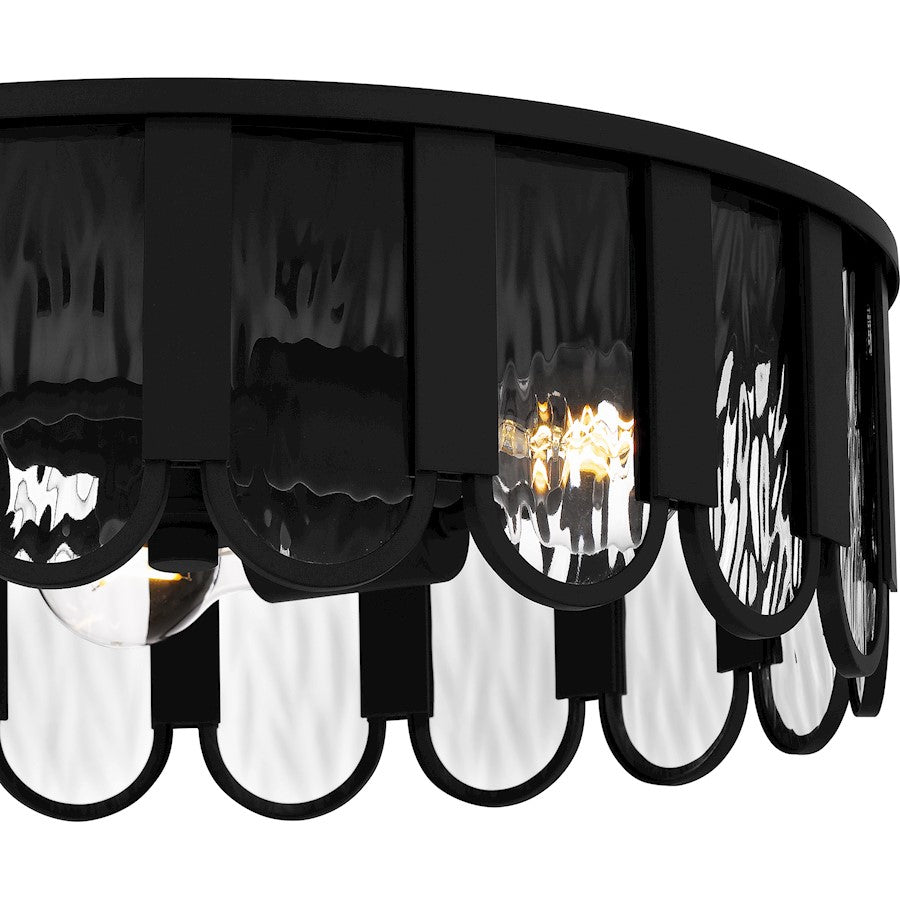 Vera 3 Light Flush Mount, Matte Black/Clear Glacier Glass