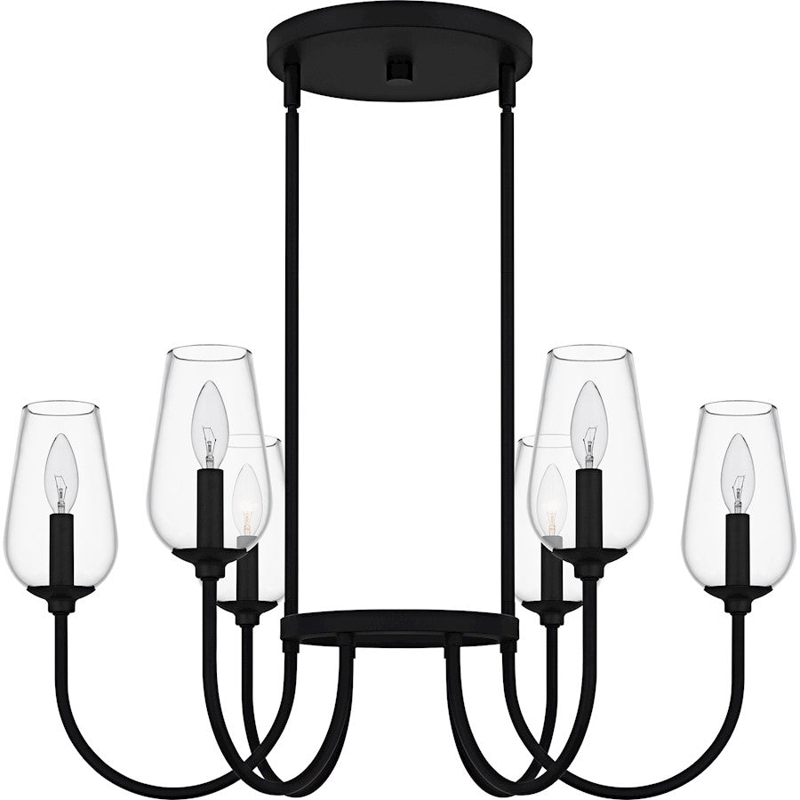 Viscount 6Light Chandelier, Matte Black/Clear Glass
