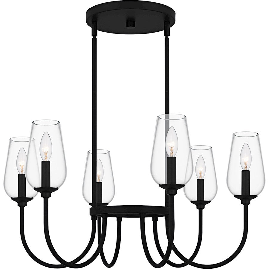 Viscount 6Light Chandelier, Matte Black/Clear Glass