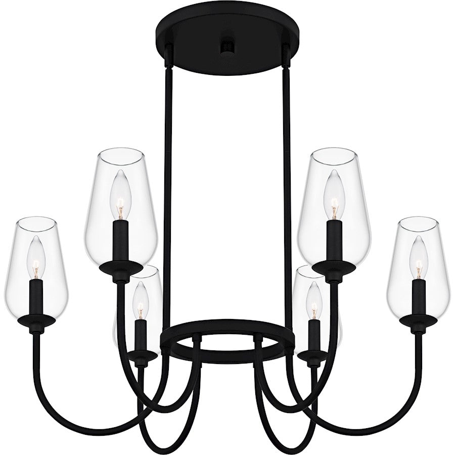 Viscount 6Light Chandelier, Matte Black/Clear Glass
