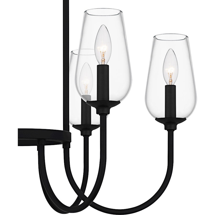 Viscount 6Light Chandelier, Matte Black/Clear Glass