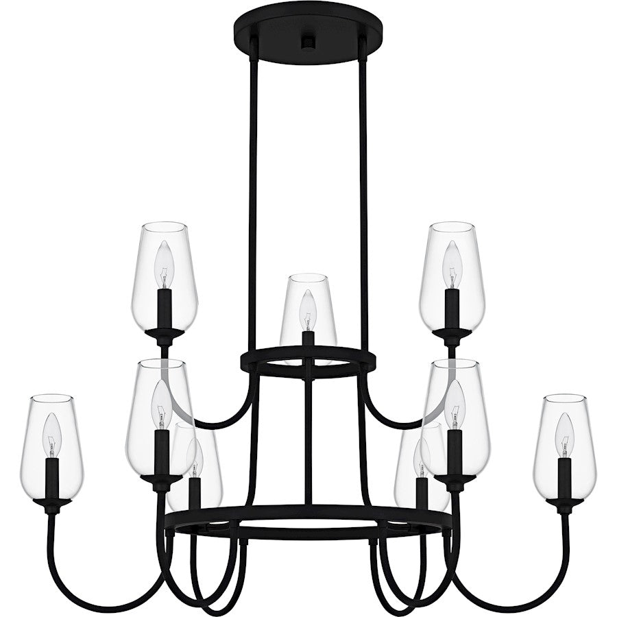 Viscount 9Light Chandelier, Matte Black/Clear Glass