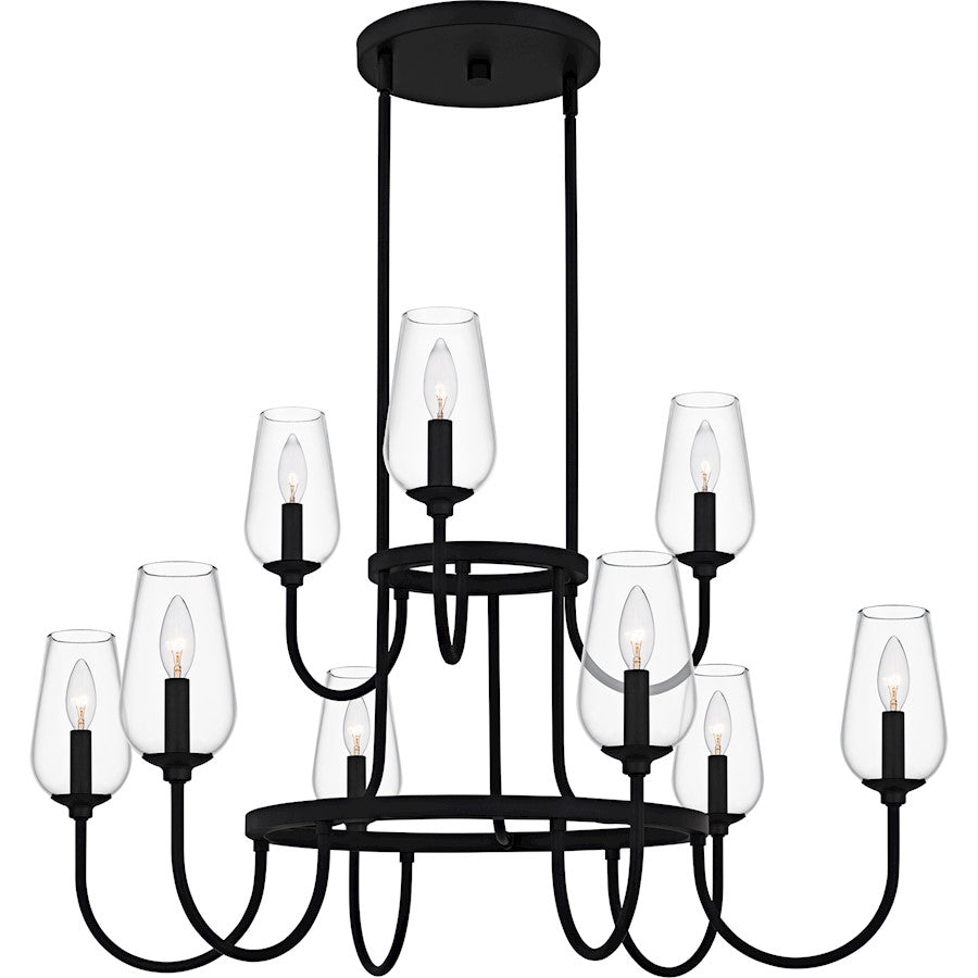 Viscount 9Light Chandelier, Matte Black/Clear Glass