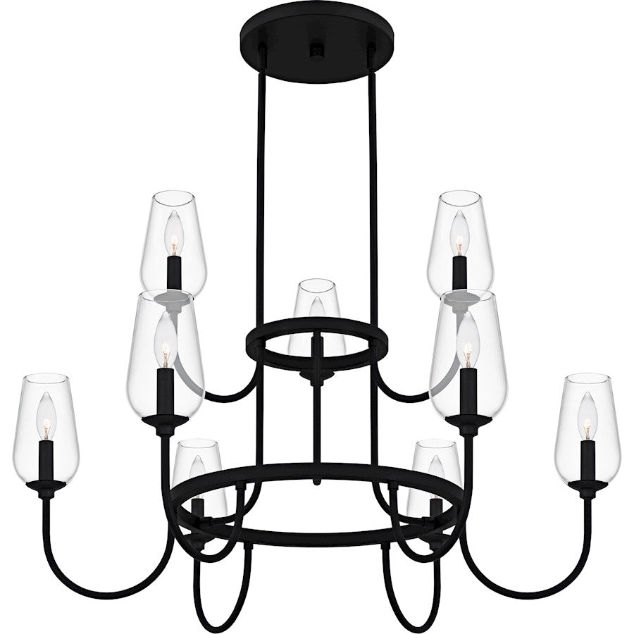 Viscount 9Light Chandelier, Matte Black/Clear Glass