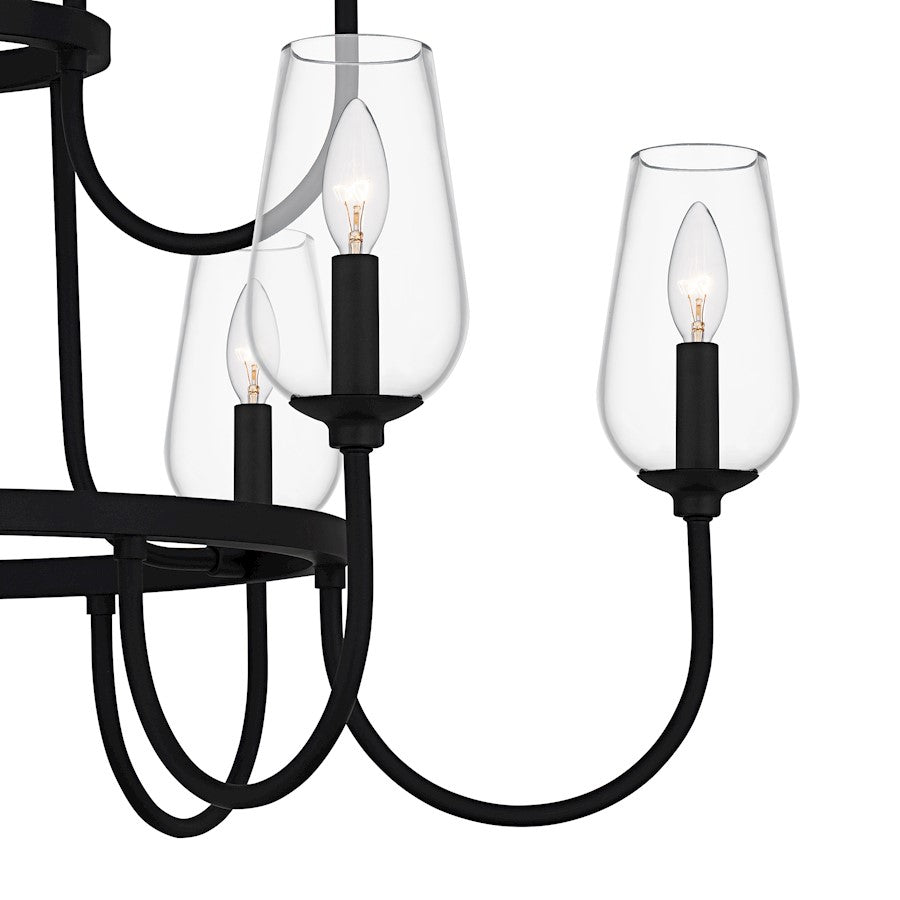 Viscount 9Light Chandelier, Matte Black/Clear Glass