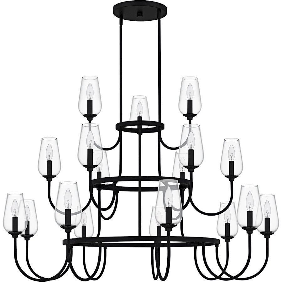 Viscount 18Light Chandelier, Matte Black/Clear Glass