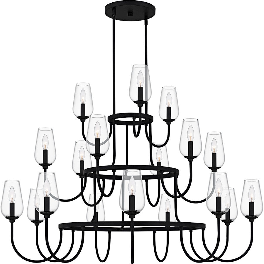 Viscount 18Light Chandelier, Matte Black/Clear Glass