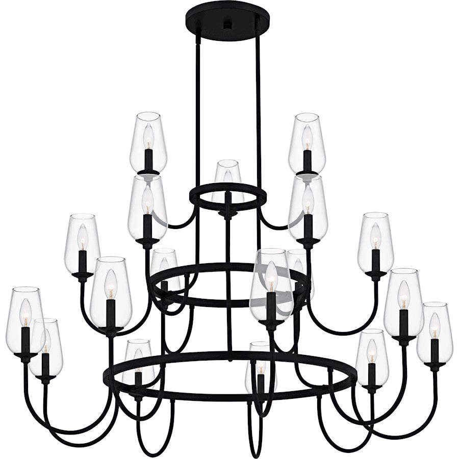 Viscount 18Light Chandelier, Matte Black/Clear Glass