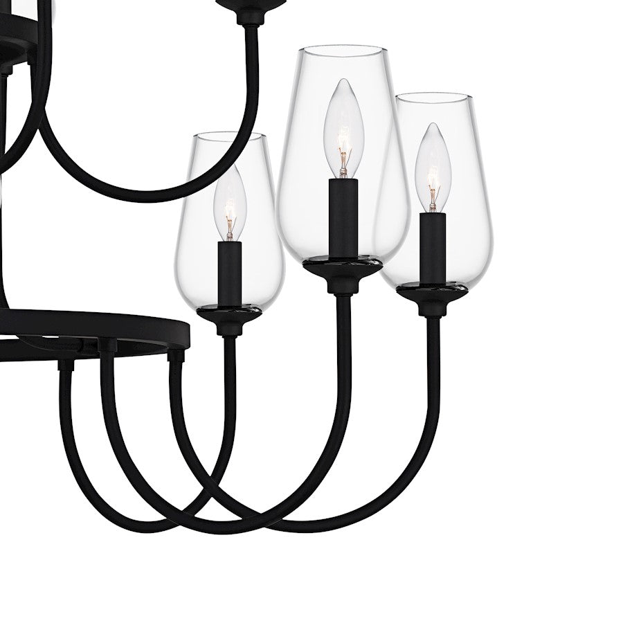 Viscount 18Light Chandelier, Matte Black/Clear Glass