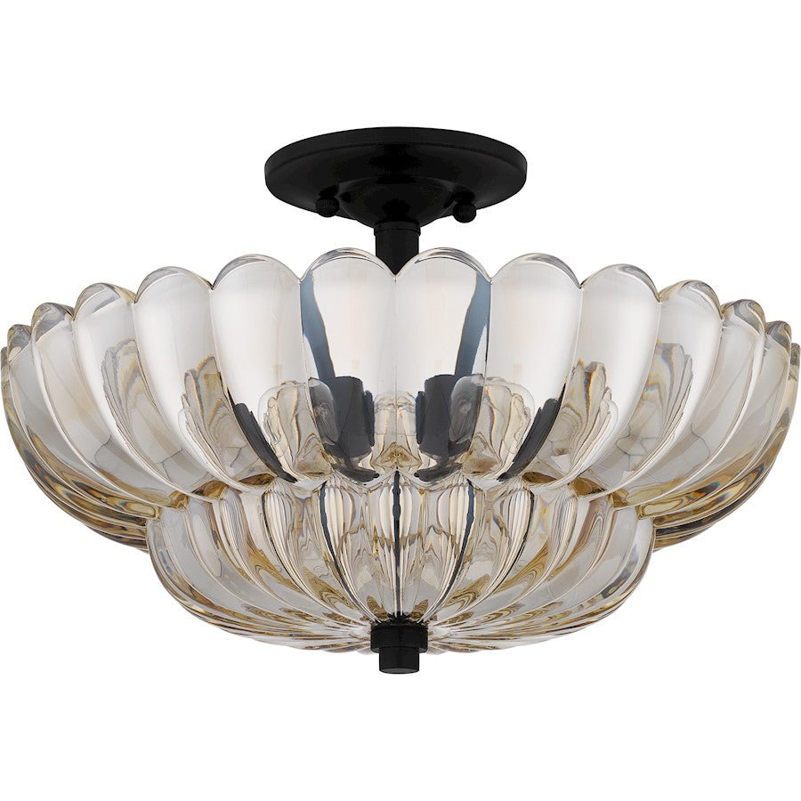 Whitecap 4 Light Semi-Flush Mount, Mottled Cocoa/Amber Glass