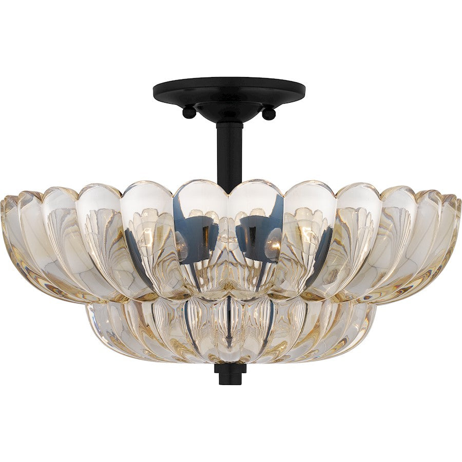 Whitecap 4 Light Semi-Flush Mount, Mottled Cocoa/Amber Glass