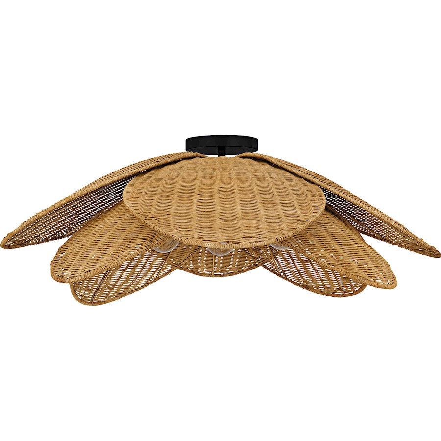 Willa 4Light Semi-Flush Mount, Matte Black/Rattan
